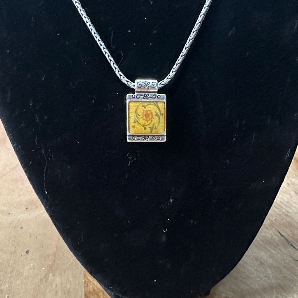 Brighton Florence Vintage Yellow Floral enamel necklace